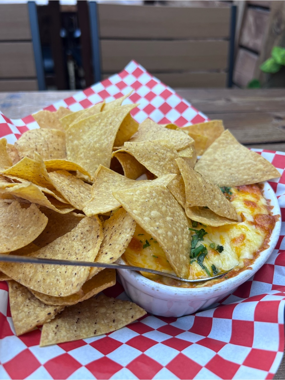 Baked Cheese Dip with Tortilla Chips - Yellow for Fern!